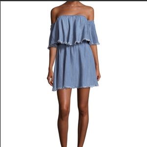 Off the shoulder ruffle denim dress